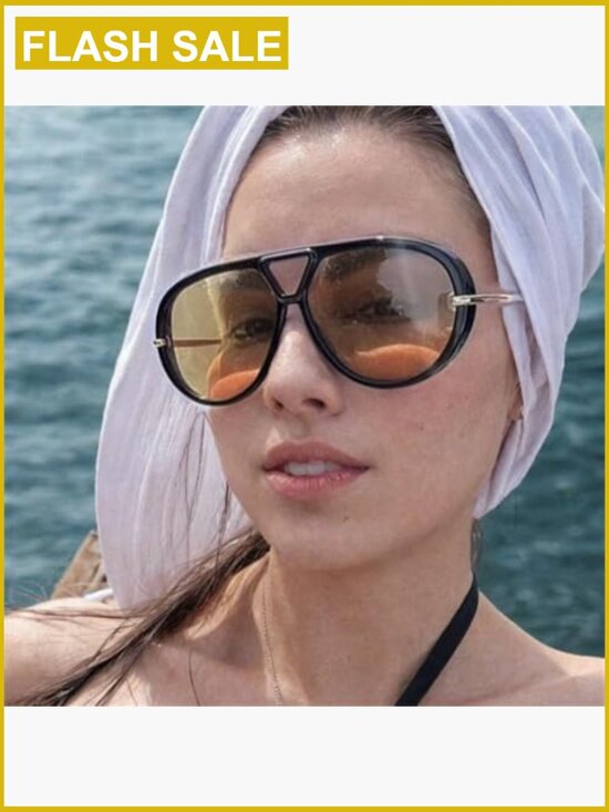 Oversized Pilot Shield Sunglasses Women Luxury Trendy Big Frame Eyewear main image 7